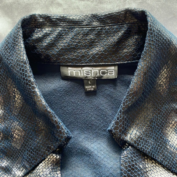 MISHCA Shimmer Reptile Print Tie Front Jacket Size Large - Picture 9 of 10